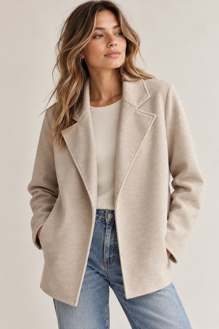 Joie Single Breasted Oversized Jacket Beige Open Front Size Small
